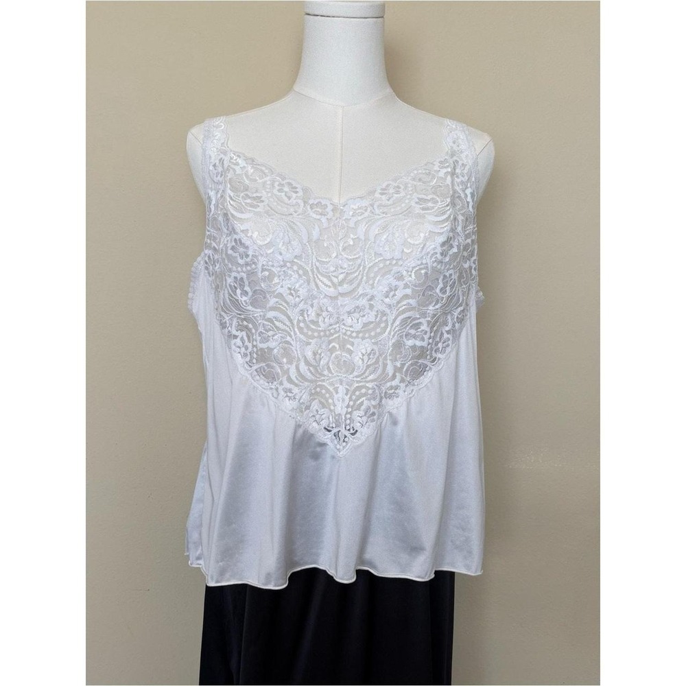 Vintage Vanity Fair White Lace Camisole Tank Top Size 42 USA Made‎ 90s Lingerie